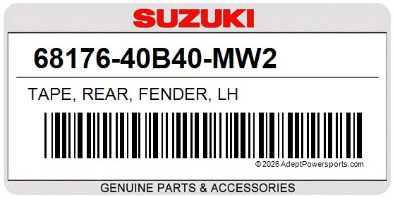 Suzuki 68176-40B40-MW2 Tape, Rear, Fender, Lh