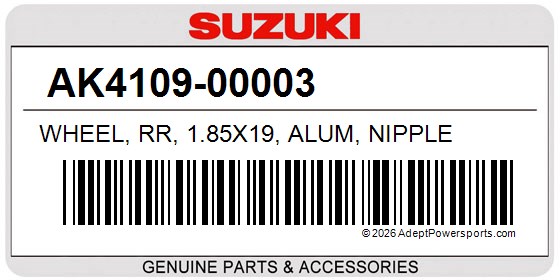 Suzuki AK4109-00003 Wheel, Rr, 1.85X19, Alum, Nipple