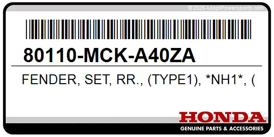 Honda 80110-MCK-A40ZA Fender, Set, Rr., (Type1), *Nh1*, (Black)