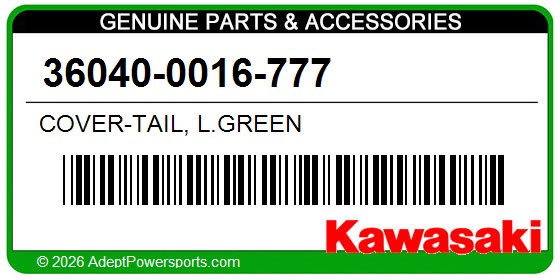 Kawasaki 36040-0016-777 Cover-Tail, L.Green