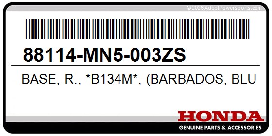 Honda 88114-MN5-003ZS Base, R., *B134m*, (Barbados, Blue, Metallic)