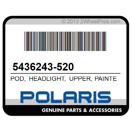 Polaris 5436243-520 Pod, Headlight, Upper, Painted, Sunset, Red, [Al]