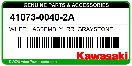 Kawasaki 41073-0040-2A Wheel, Assembly, Rr, Graystone
