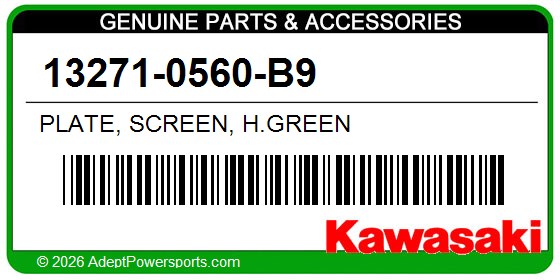 Kawasaki 13271-0560-B9 Plate, Screen, H.Green