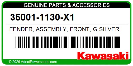 Kawasaki 35001-1130-X1 Fender, Assembly, Front, G.Silver