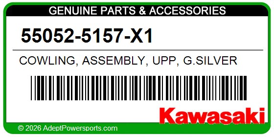 Kawasaki 55052-5157-X1 Cowling, Assembly, Upp, G.Silver