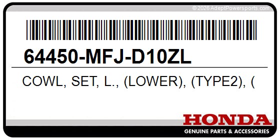 Honda 64450-MFJ-D10ZL Cowl, Set, L., (Lower), (Type2), (Wl), *Nha30da*, (Digital, Silver, Metallic)