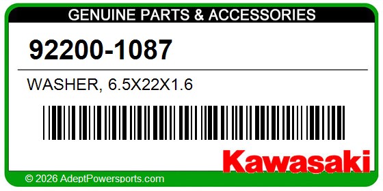 Kawasaki 92200-1087 Washer, 6.5X22x1.6