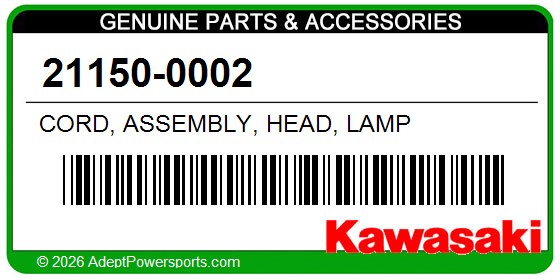 Kawasaki 21150-0002 Cord, Assembly, Head, Lamp