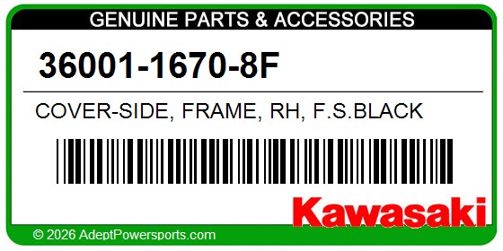 Kawasaki 36001-1670-8F Cover-Side, Frame, Rh, F.S.Black