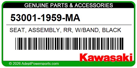 Kawasaki 53001-1959-MA Seat, Assembly, Rr, W/Band, Black
