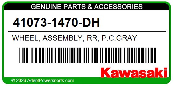 Kawasaki 41073-1470-DH Wheel, Assembly, Rr, P.C.Gray