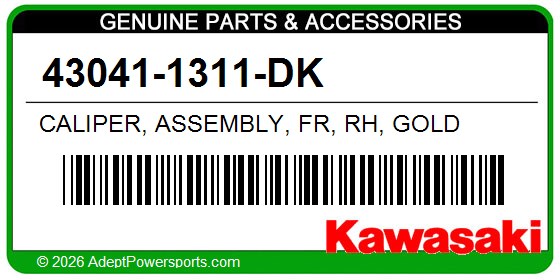 Kawasaki 43041-1311-DK Caliper, Assembly, Fr, Rh, Gold