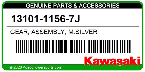 Kawasaki 13101-1156-7J Gear, Assembly, M.Silver