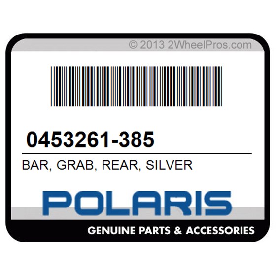 Polaris 0453261-385 Bar, Grab, Rear, Silver