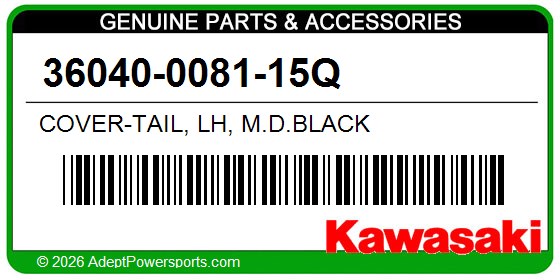 Kawasaki 36040-0081-15Q Cover-Tail, Lh, M.D.Black