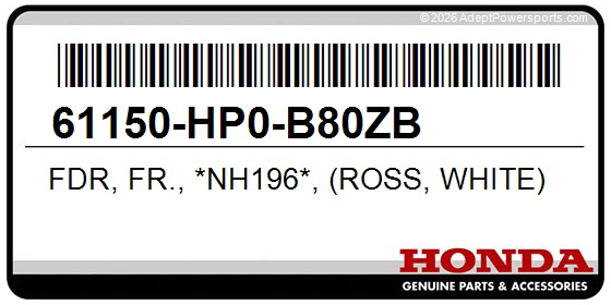 Honda 61150-HP0-B80ZB Fdr, Fr., *Nh196*, (Ross, White)