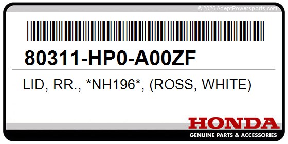 Honda 80311-HP0-A00ZF Lid, Rr., *Nh196*, (Ross, White)
