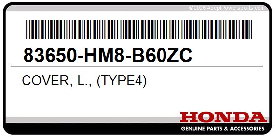Honda 83650-HM8-B60ZC Cover, L., (Type4)