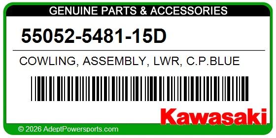 Kawasaki 55052-5481-15D Cowling, Assembly, Lwr, C.P.Blue