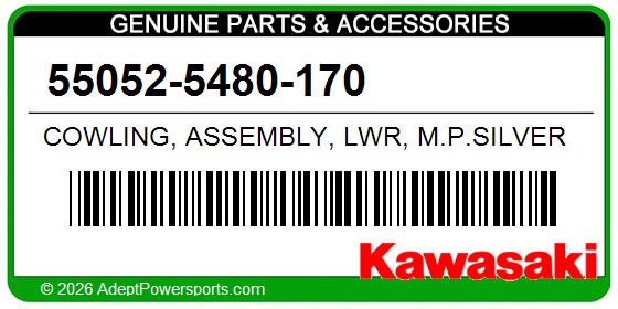 Kawasaki 55052-5480-170 Cowling, Assembly, Lwr, M.P.Silver