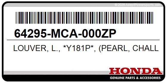 Honda 64295-MCA-000ZP Louver, L., *Y181p*, (Pearl, Challenger, Brown)
