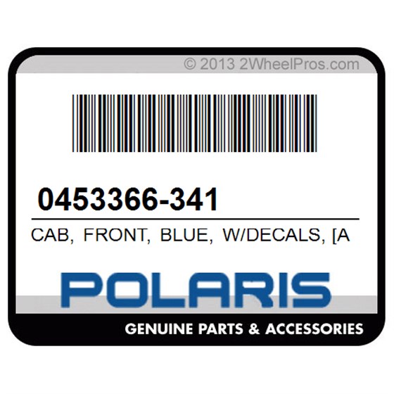 Polaris 0453366-341 Cab, Front, Blue, W/Decals, [Ab]