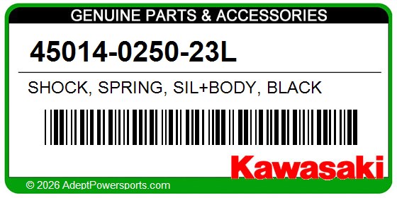 Kawasaki 45014-0250-23L Shock, Spring, Sil+Body, Black