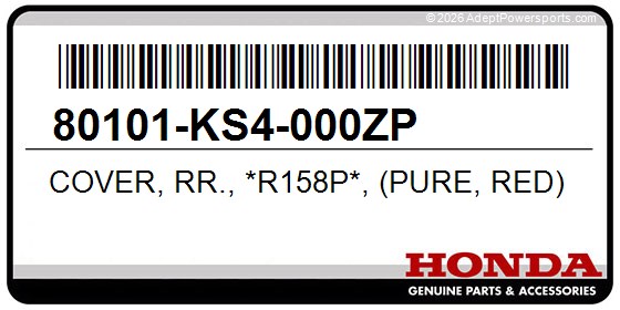 Honda 80101-KS4-000ZP Cover, Rr., *R158p*, (Pure, Red)