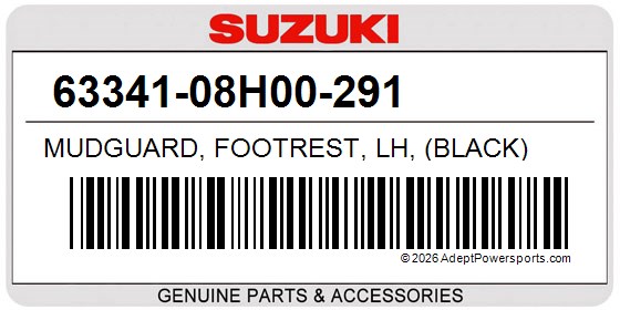 Suzuki 63341-08H00-291 Mudguard, Footrest, Lh, (Black)