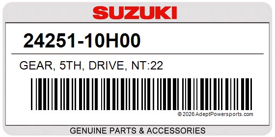 Suzuki 24251-10H00 Gear, 5Th, Drive, Nt:22