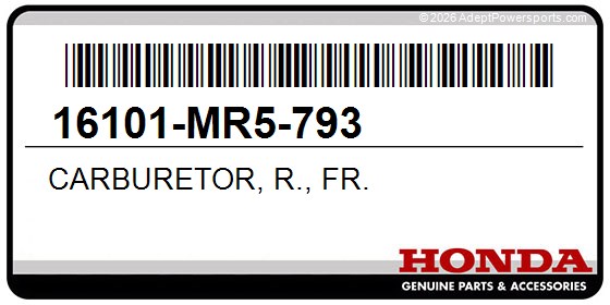 Honda 16101-MR5-793 Carburetor, R., Fr.