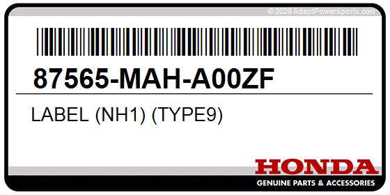 Honda 87565-MAH-A00ZF Label (Nh1) (Type9)