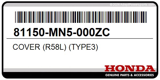Honda 81150-MN5-000ZC Cover (R58l) (Type3)