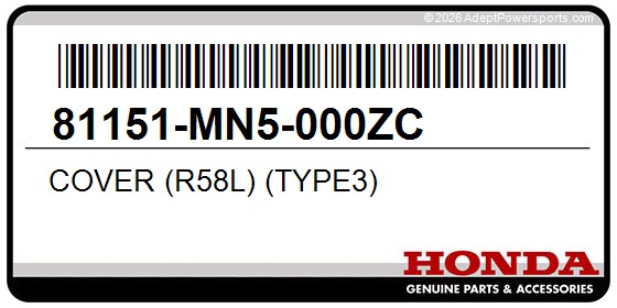 Honda 81151-MN5-000ZC Cover (R58l) (Type3)