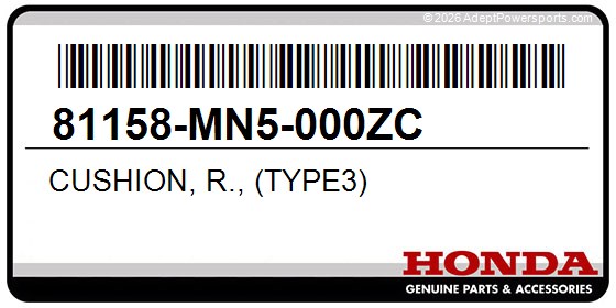 Honda 81158-MN5-000ZC Cushion, R., (Type3)