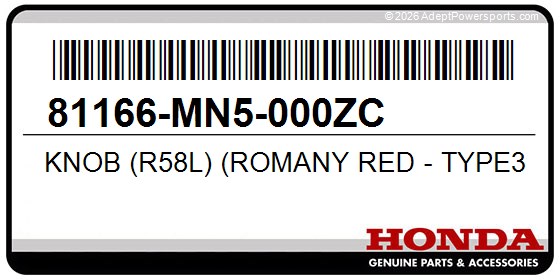 Honda 81166-MN5-000ZC Knob (R58l) (Romany Red - Type3)