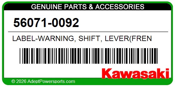 Kawasaki 56071-0092 Label-Warning, Shift, Lever(Fren