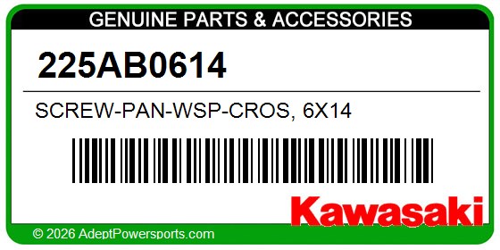 Kawasaki 225AB0614 Screw-Pan-Wsp-Cros, 6X14
