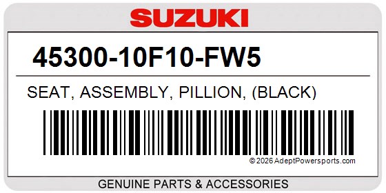 Suzuki 45300-10F10-FW5 Seat, Assembly, Pillion, (Black)