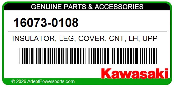 Kawasaki 16073-0108 Insulator, Leg, Cover, Cnt, Lh, Upp