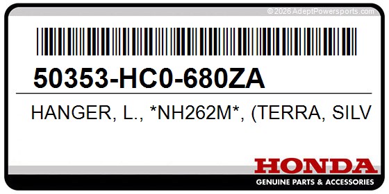 Honda 50353-HC0-680ZA Hanger, L., *Nh262m*, (Terra, Silver, Metallic)