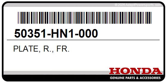 Honda 50351-HN1-000 Plate, R., Fr.