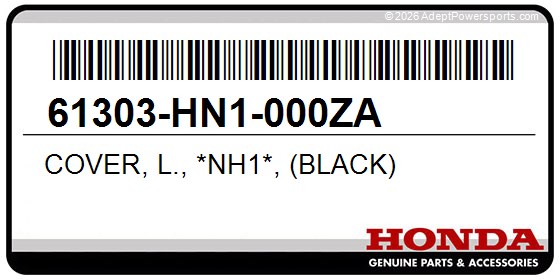 Honda 61303-HN1-000ZA Cover, L., *Nh1*, (Black)