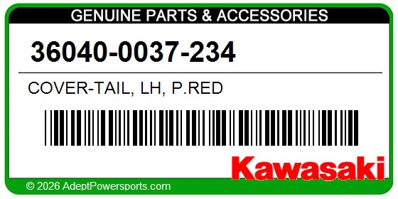 Kawasaki 36040-0037-234 Cover-Tail, Lh, P.Red