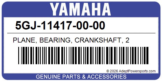Yamaha 5GJ-11417-00-00 Plane, Bearing, Crankshaft, 2