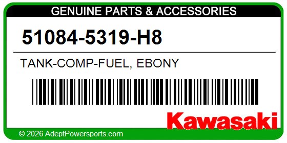 Kawasaki 51084-5319-H8 Tank-Comp-Fuel, Ebony