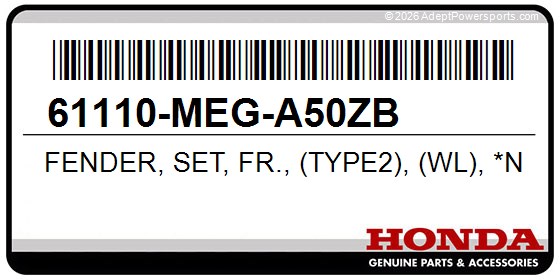 Honda 61110-MEG-A50ZB Fender, Set, Fr., (Type2), (Wl), *Nhb01x*, (Graphite, Black)