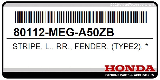 Honda 80112-MEG-A50ZB Stripe, L., Rr., Fender, (Type2), *Nhb01x*, (Graphite, Black)