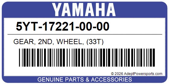 Yamaha 5YT-17221-00-00 Gear, 2Nd, Wheel, (33T)